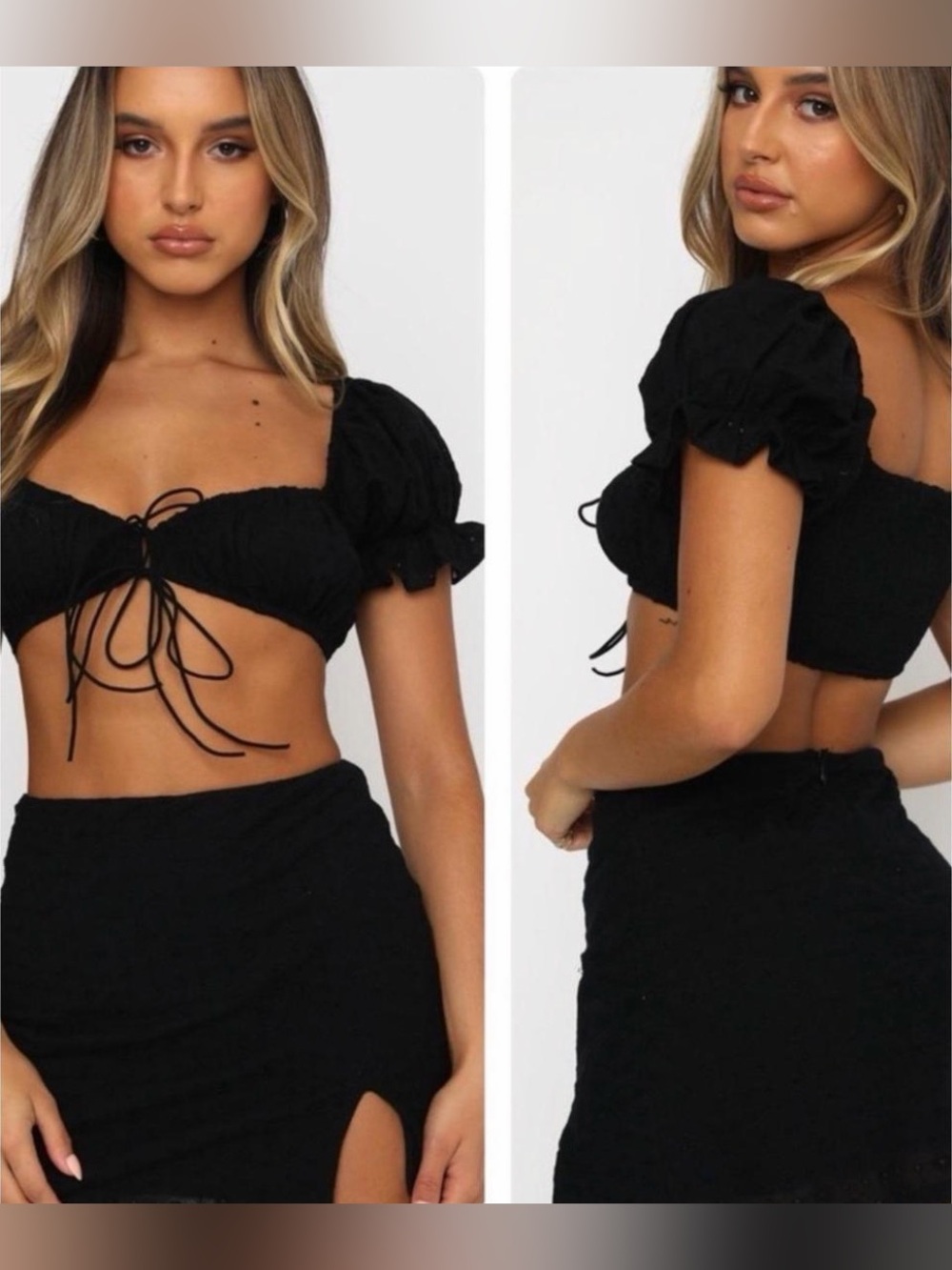 NWT White Fox Boutique ‘Easy Days’ Black Crop Top